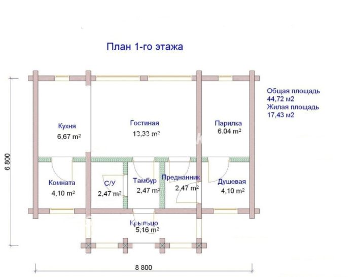 План бани из профилированного бруса Михайлово