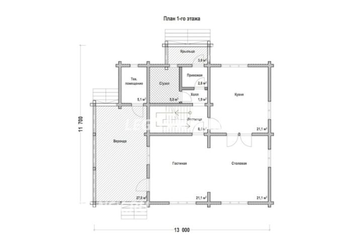 План дома из профилированного бруса Юдино